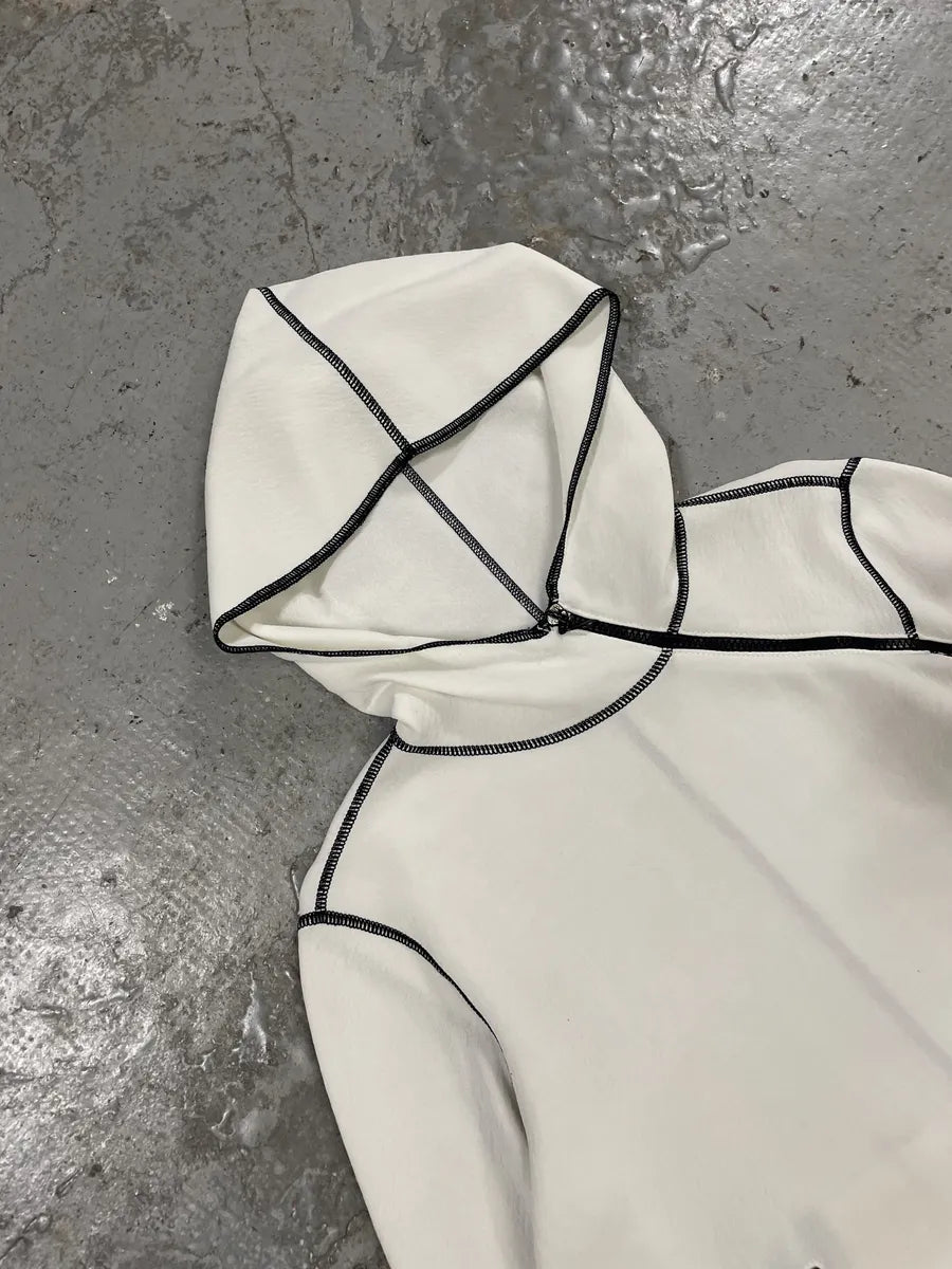 2000s Giorgio Armani White Asymmetrical Zipper Sweater (S/M) Ksyghhd 8