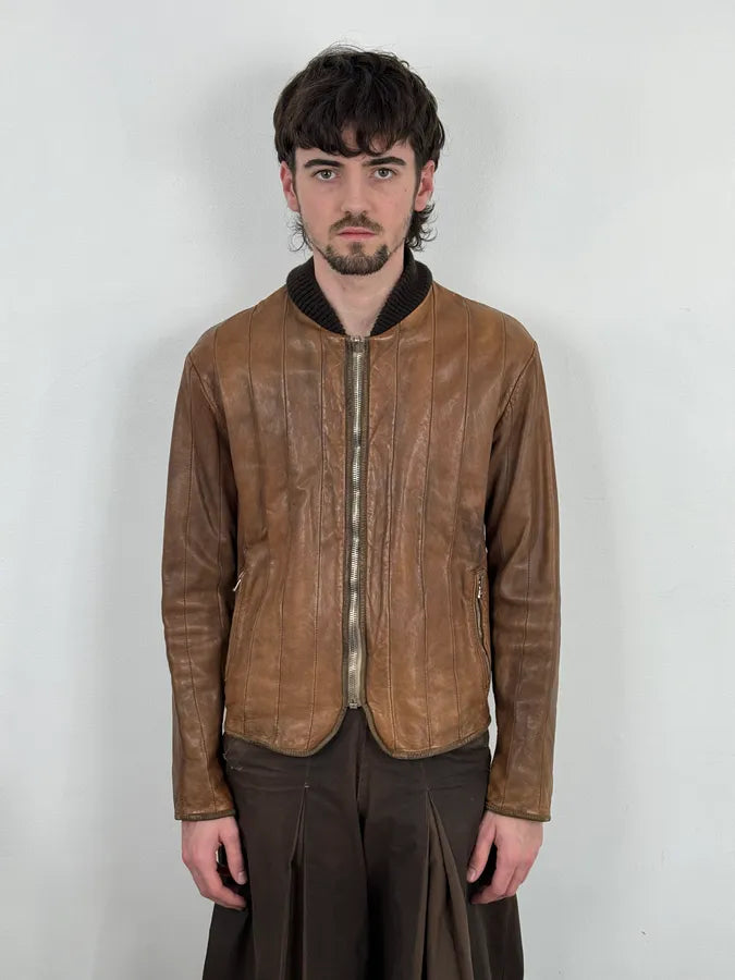 2000s Giorgio Brato Brown Leather Bomber Jacket PEryohP 1