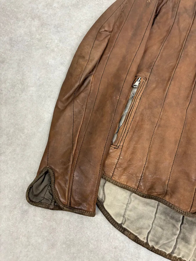 2000s Giorgio Brato Brown Leather Bomber Jacket PEryohP 7