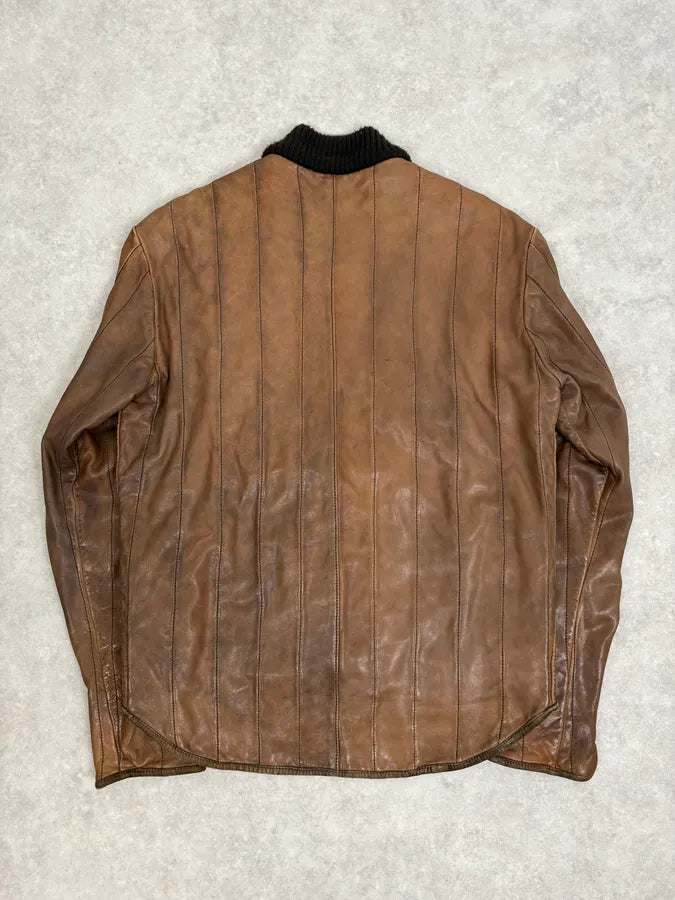 2000s Giorgio Brato Brown Leather Bomber Jacket PEryohP 5
