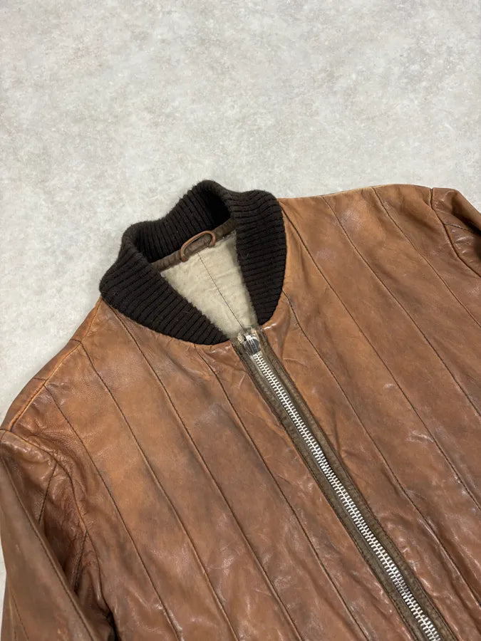 2000s Giorgio Brato Brown Leather Bomber Jacket PEryohP 4
