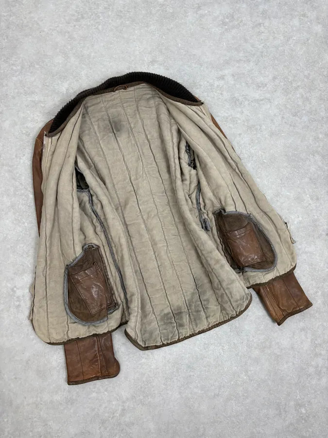 2000s Giorgio Brato Brown Leather Bomber Jacket PEryohP 6