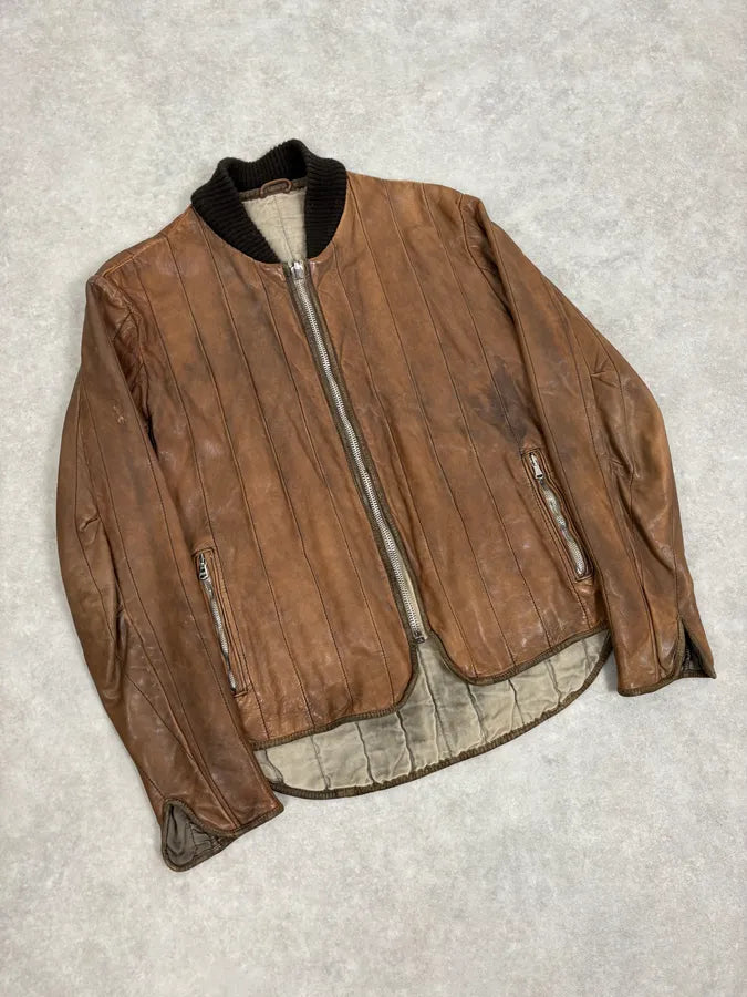 2000s Giorgio Brato Brown Leather Bomber Jacket PEryohP 3
