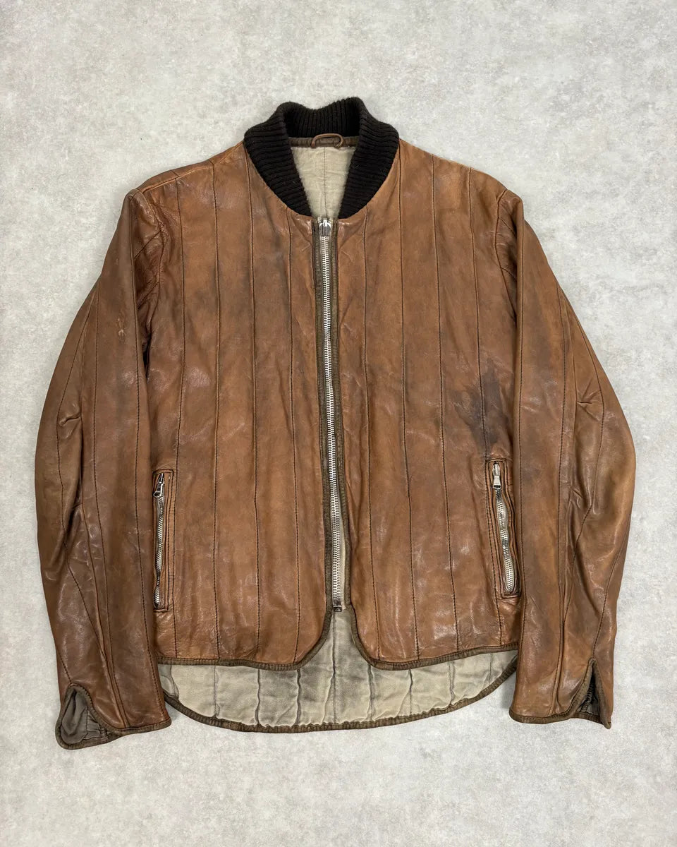 2000s Giorgio Brato Brown Leather Bomber Jacket PEryohP 0