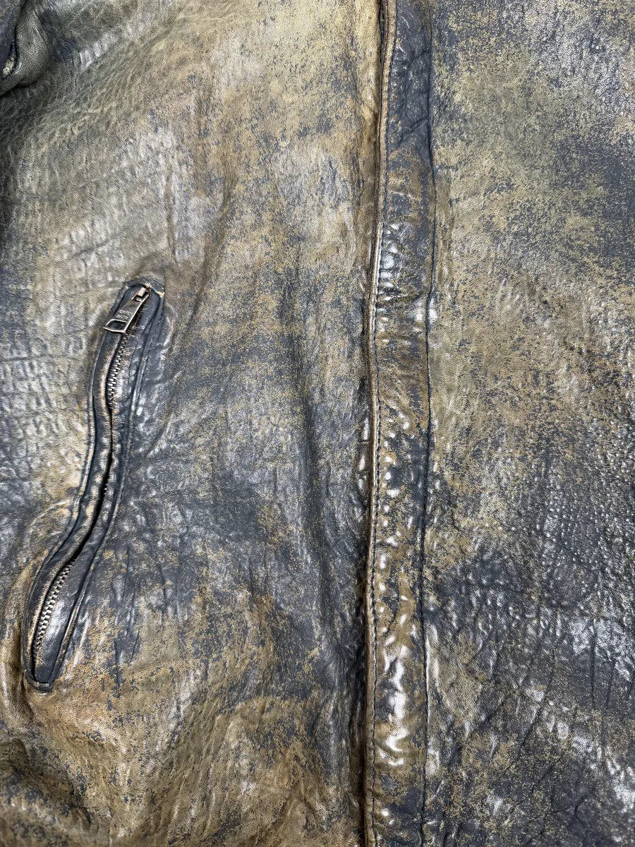 2000s Giorgio Brato Aged Raw Brown Leather Jacket AwOzInU 11