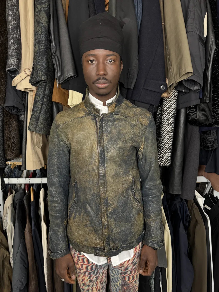 2000s Giorgio Brato Aged Raw Brown Leather Jacket AwOzInU 2