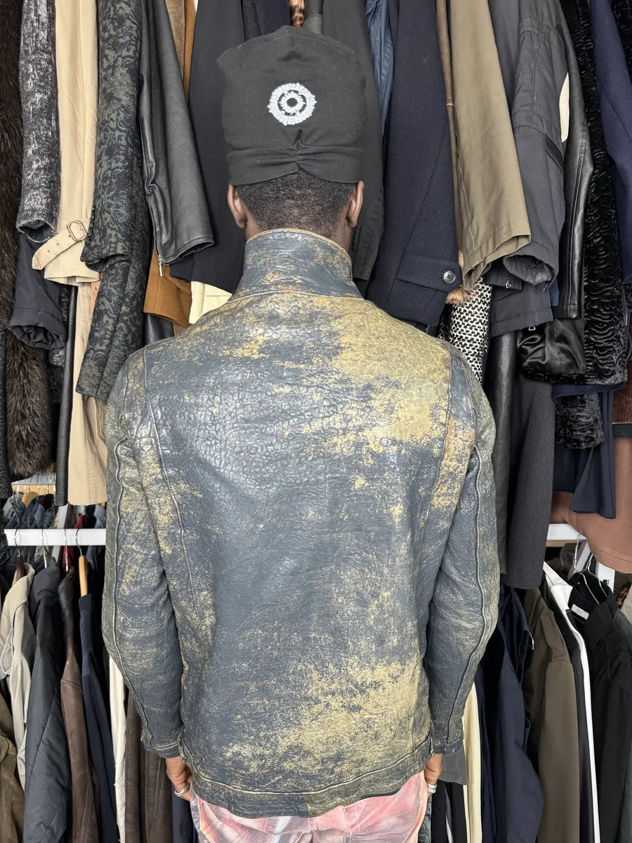 2000s Giorgio Brato Aged Raw Brown Leather Jacket AwOzInU 3