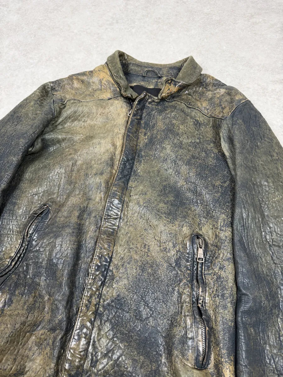 2000s Giorgio Brato Aged Raw Brown Leather Jacket AwOzInU 6