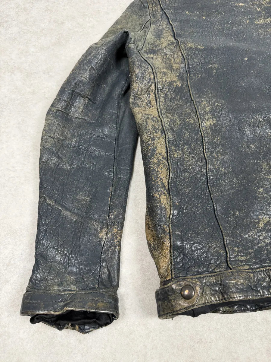 2000s Giorgio Brato Aged Raw Brown Leather Jacket AwOzInU 7