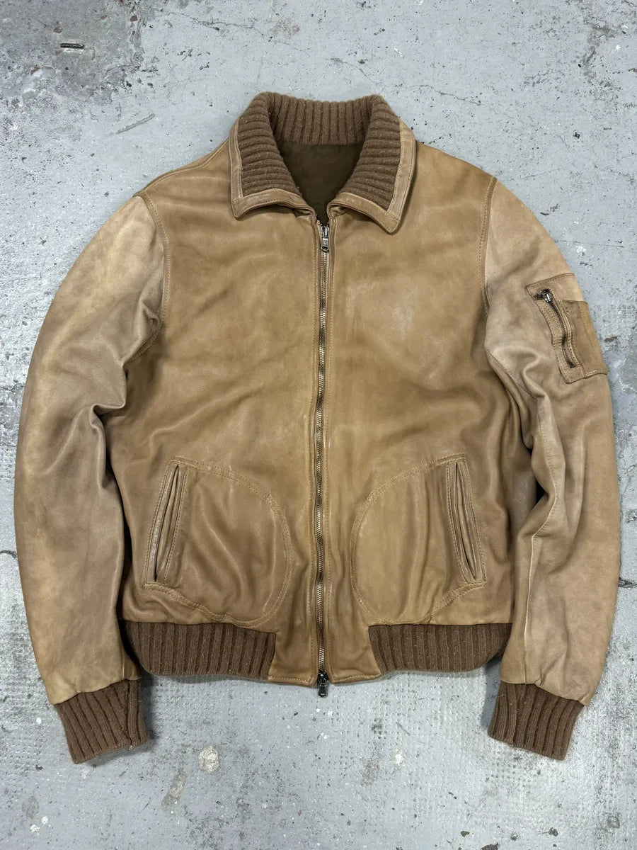 2000s Giorgio Brato Beige Camel Leather Jacket  SpEcYtp 0