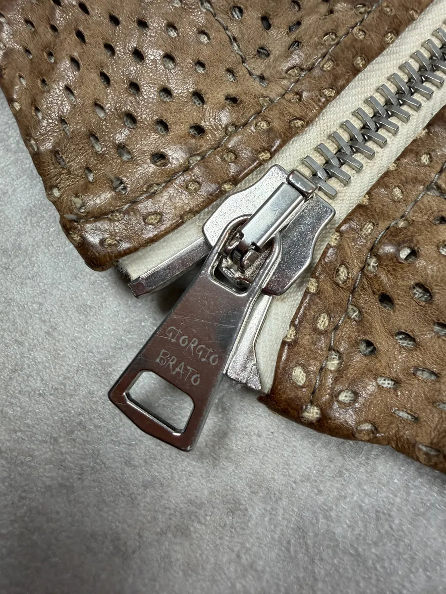 2000s Giorgio Brato Beige Perfored Avant-Garde Leather Jacket elyNzyv 10