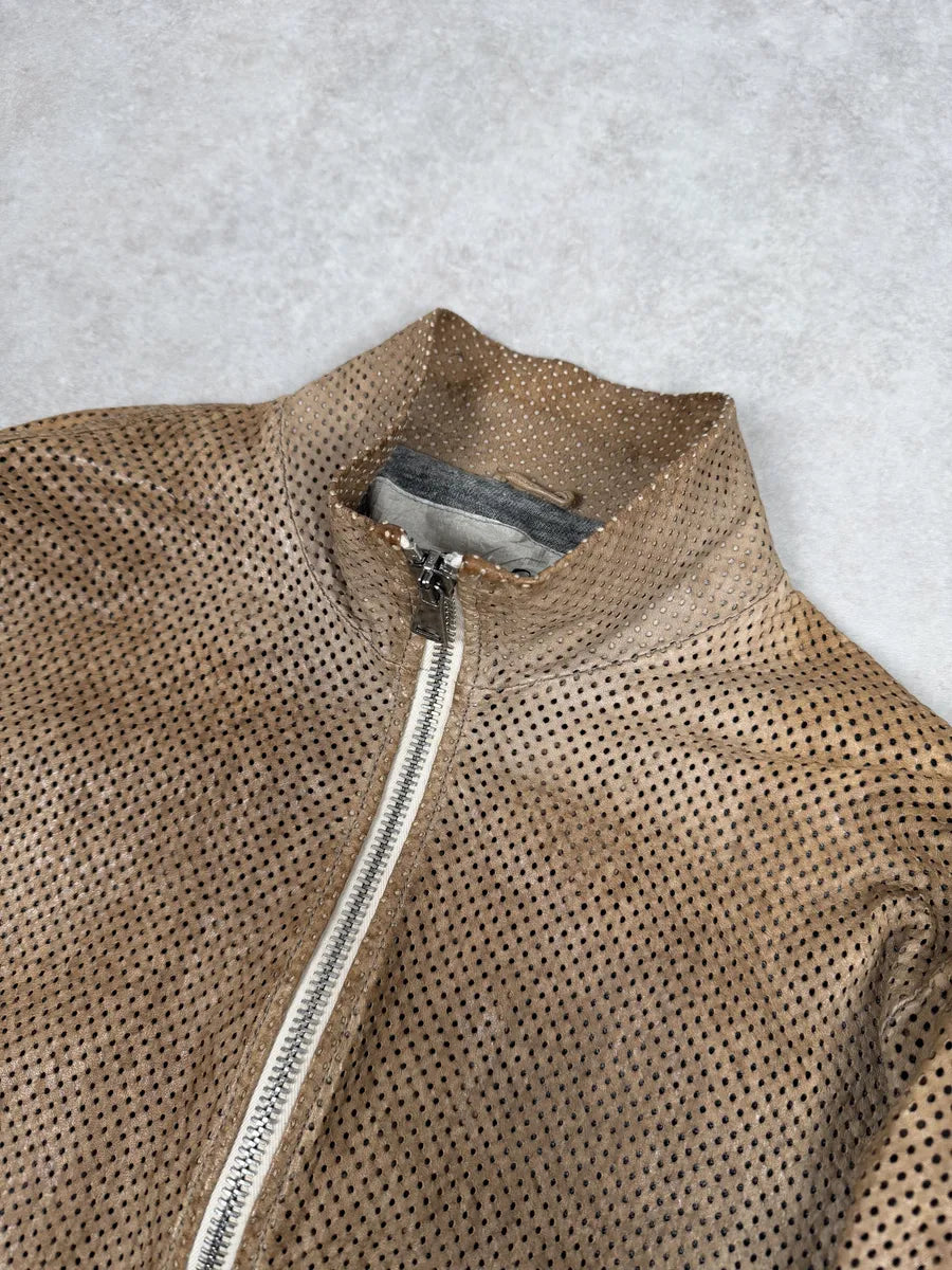 2000s Giorgio Brato Beige Perfored Avant-Garde Leather Jacket elyNzyv 12