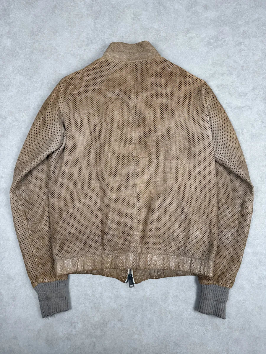 2000s Giorgio Brato Beige Perfored Avant-Garde Leather Jacket elyNzyv 2