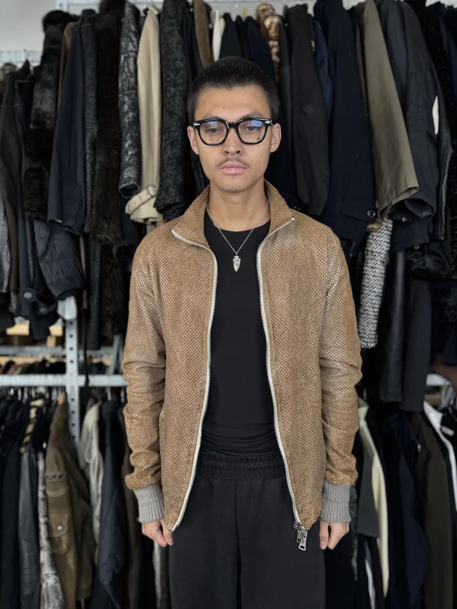 2000s Giorgio Brato Beige Perfored Avant-Garde Leather Jacket elyNzyv 3