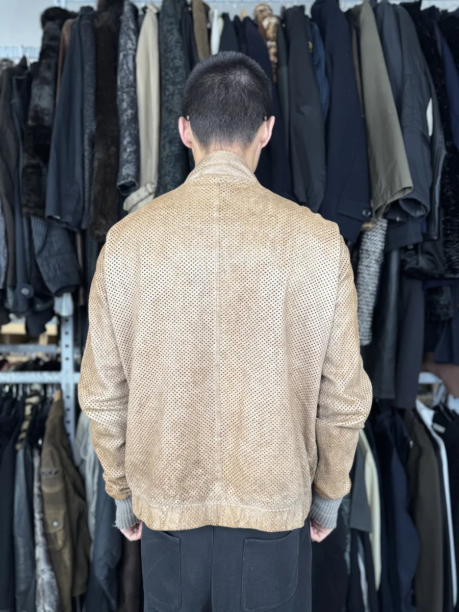 2000s Giorgio Brato Beige Perfored Avant-Garde Leather Jacket elyNzyv 4