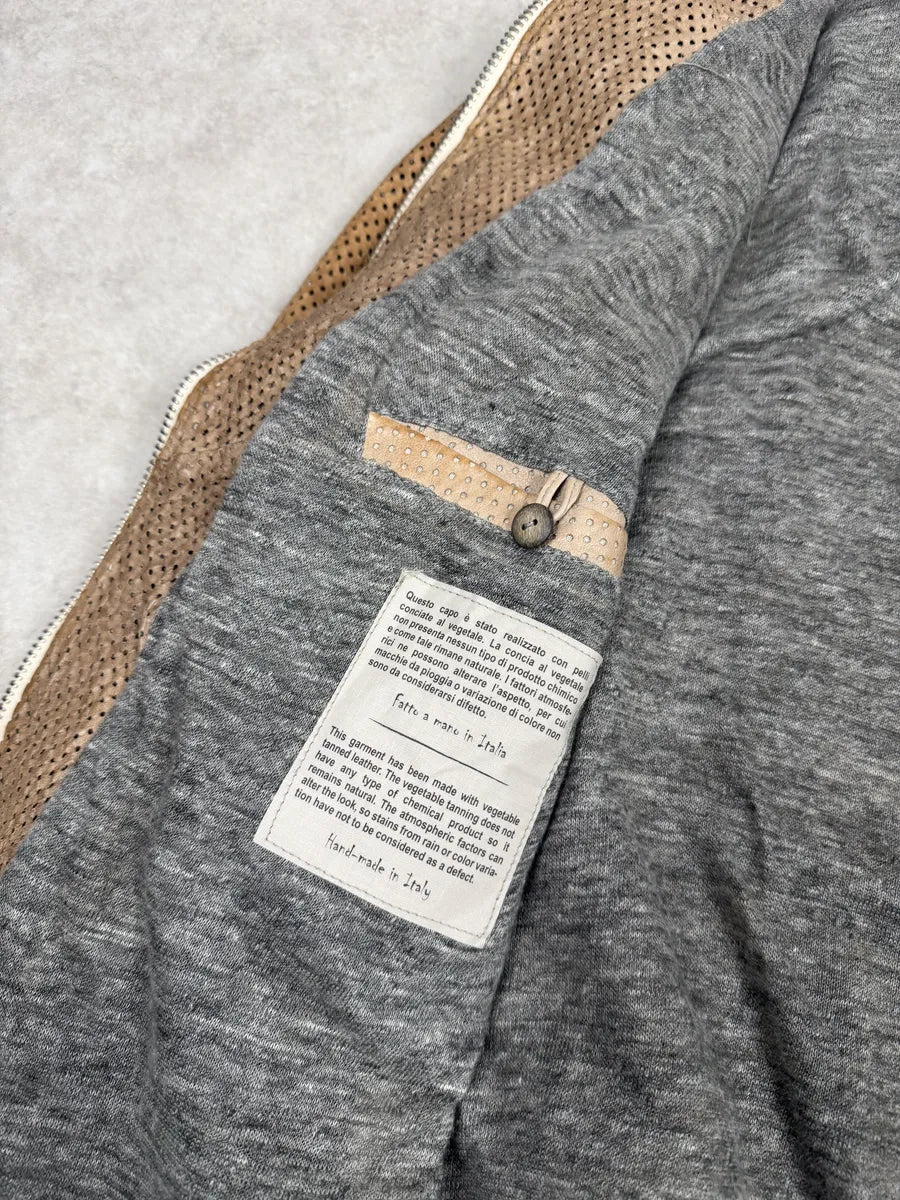 2000s Giorgio Brato Beige Perfored Avant-Garde Leather Jacket elyNzyv 7