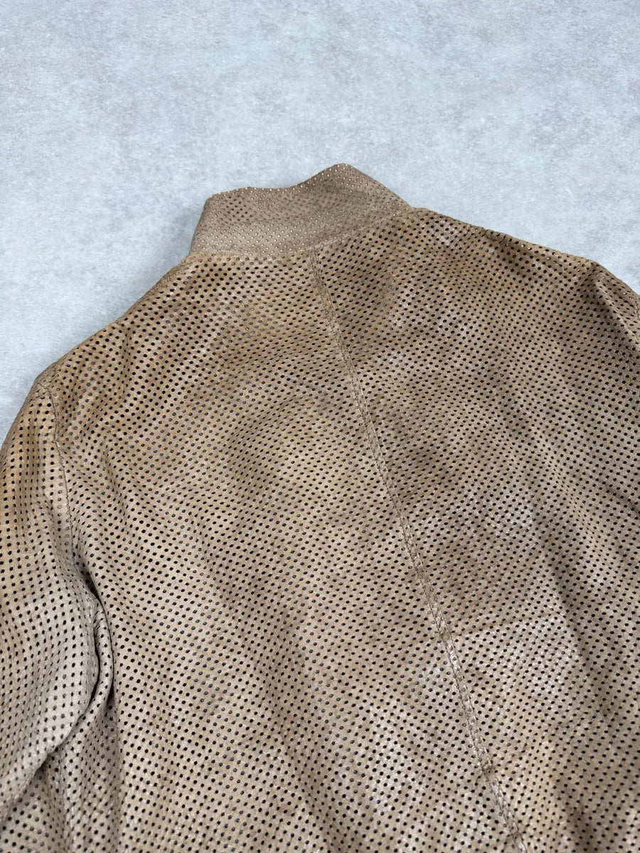 2000s Giorgio Brato Beige Perfored Avant-Garde Leather Jacket elyNzyv 8