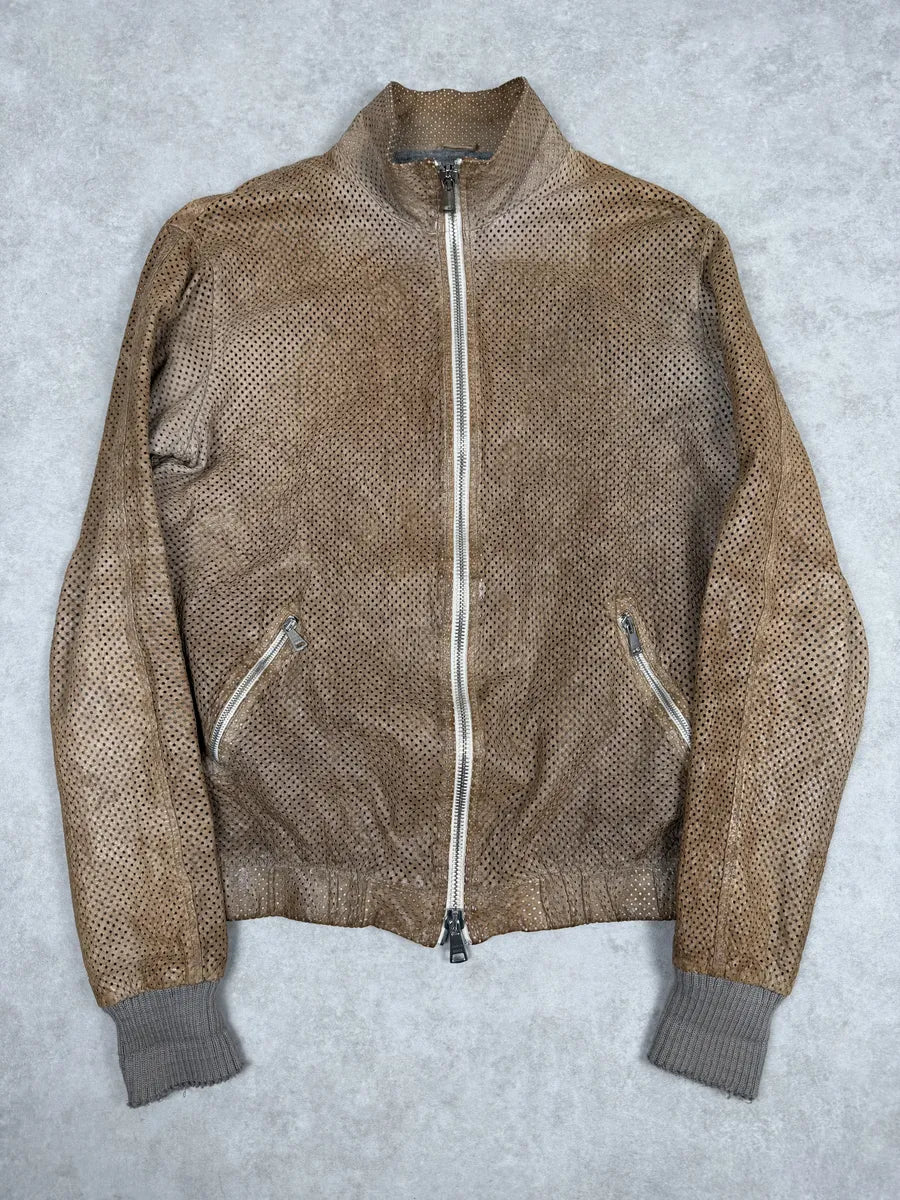 2000s Giorgio Brato Beige Perfored Avant-Garde Leather Jacket elyNzyv 9