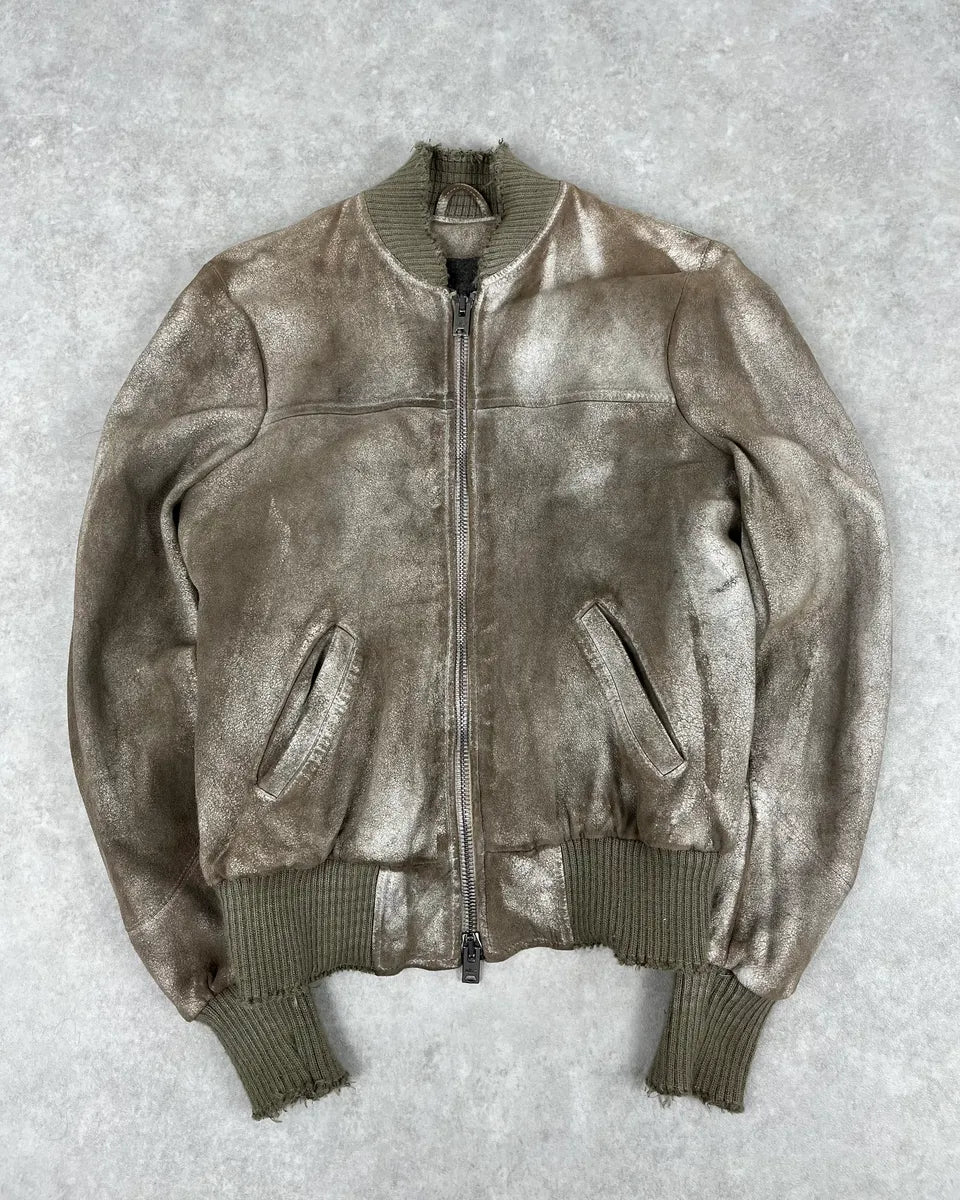 2000s Giorgio Brato Beige Suede Washed Bomber Jacket kfndDia 0