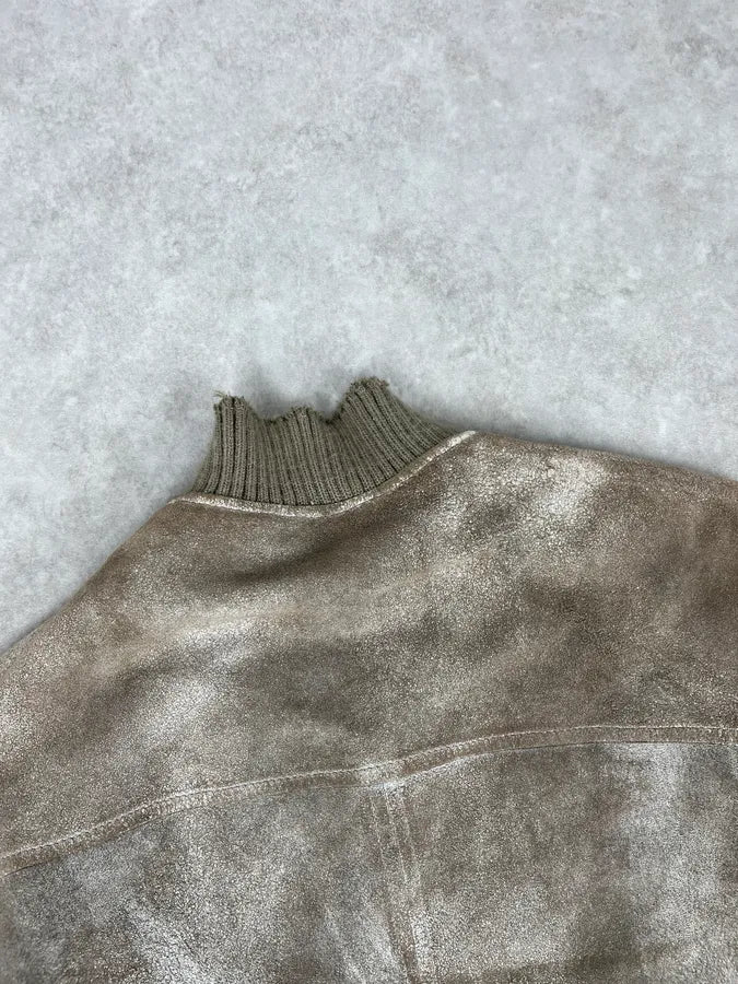 2000s Giorgio Brato Beige Suede Washed Bomber Jacket kfndDia 6