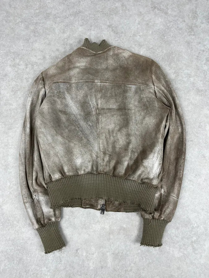 2000s Giorgio Brato Beige Suede Washed Bomber Jacket kfndDia 5