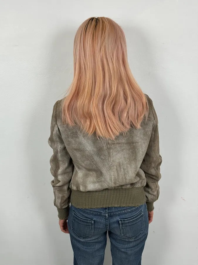 2000s Giorgio Brato Beige Suede Washed Bomber Jacket kfndDia 2