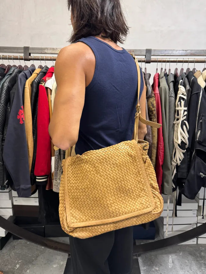 2000s Giorgio Brato Beige Woven Leather Shoulder Bag RqKJZjY 1