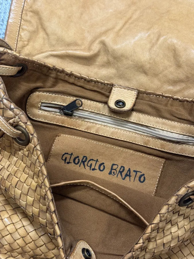 2000s Giorgio Brato Beige Woven Leather Shoulder Bag RqKJZjY 11
