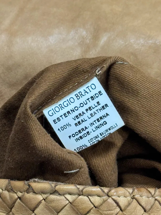 2000s Giorgio Brato Beige Woven Leather Shoulder Bag RqKJZjY 12