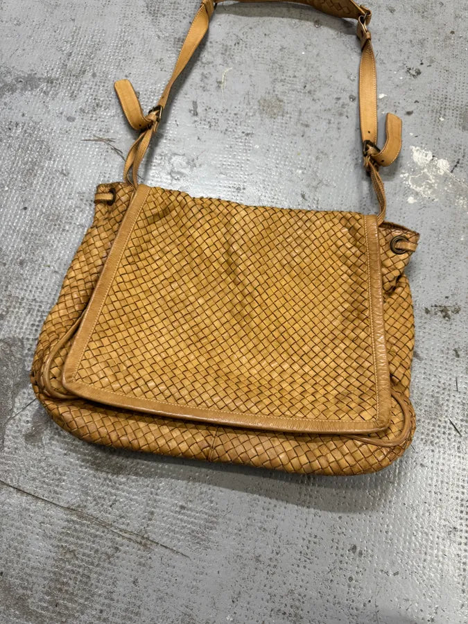 2000s Giorgio Brato Beige Woven Leather Shoulder Bag RqKJZjY 4
