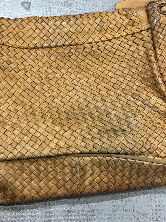 2000s Giorgio Brato Beige Woven Leather Shoulder Bag RqKJZjY 5
