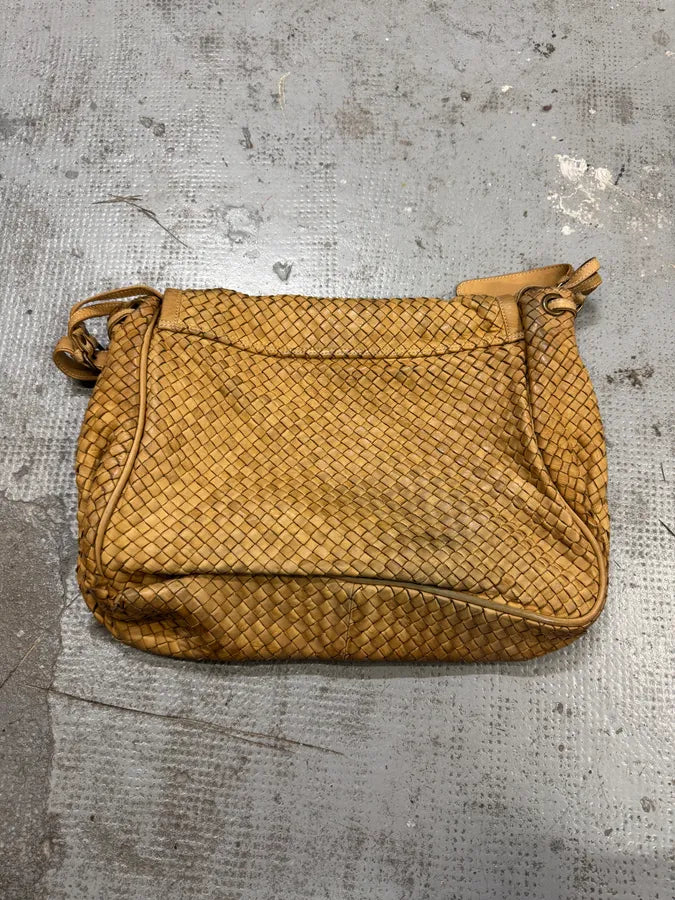 2000s Giorgio Brato Beige Woven Leather Shoulder Bag RqKJZjY 6