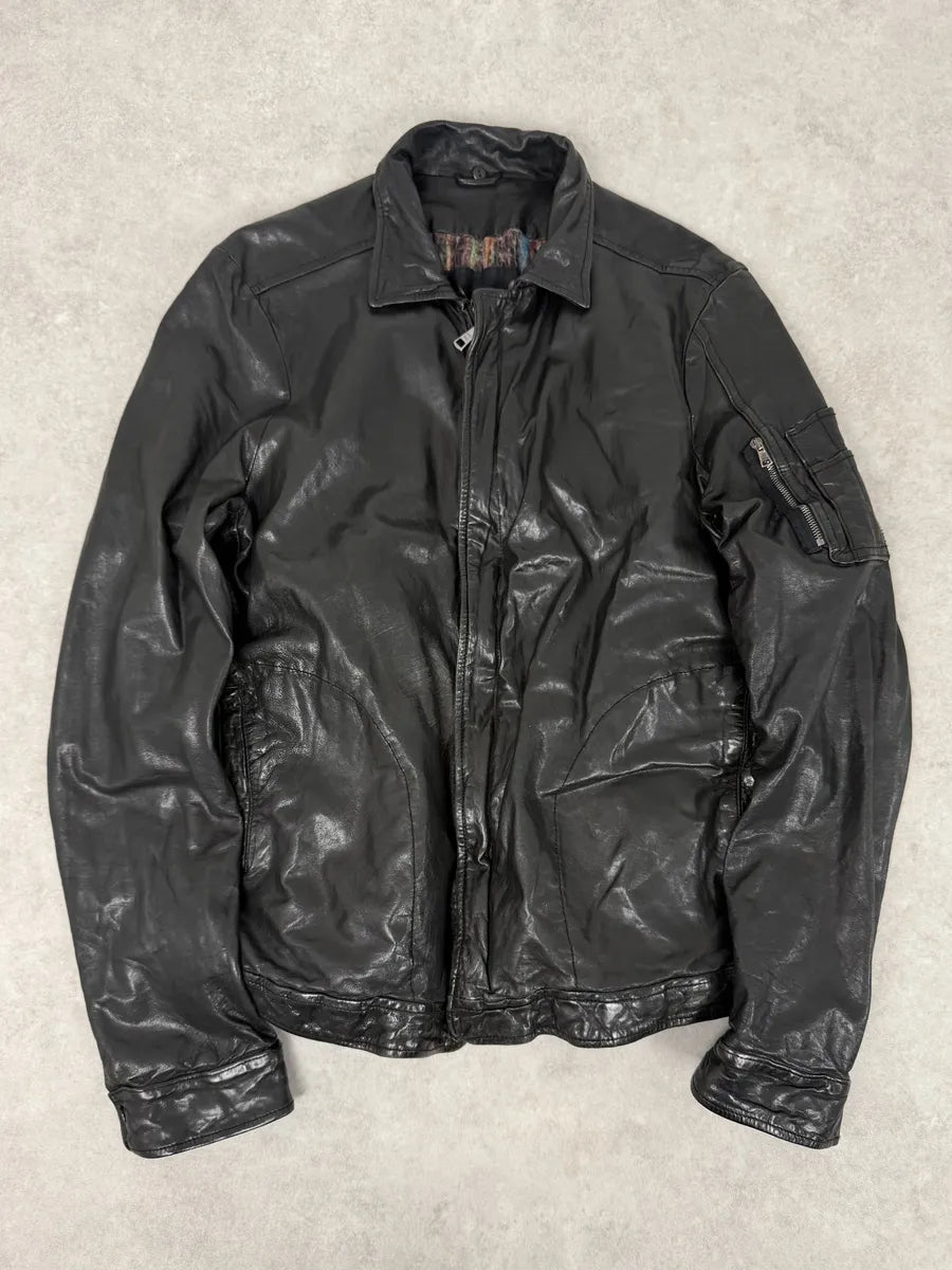 2000s Giorgio Brato Black Avant-Garde Leather Jacket ARUWhcs 0
