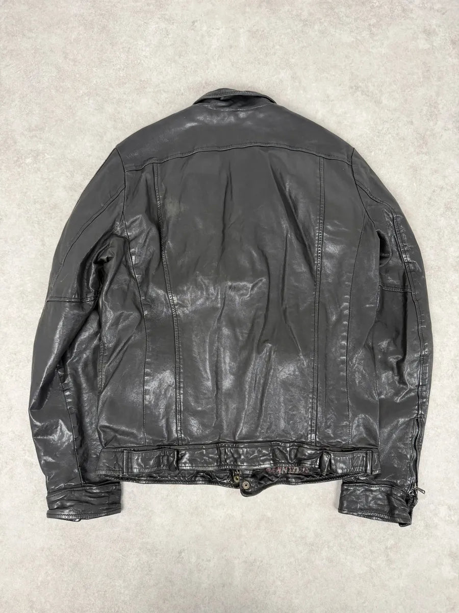 2000s Giorgio Brato Black Avant-Garde Leather Jacket ARUWhcs 1