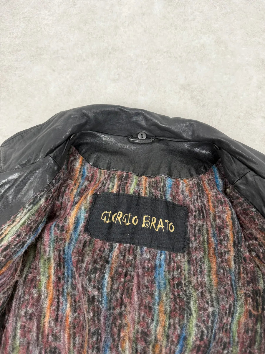2000s Giorgio Brato Black Avant-Garde Leather Jacket ARUWhcs 10