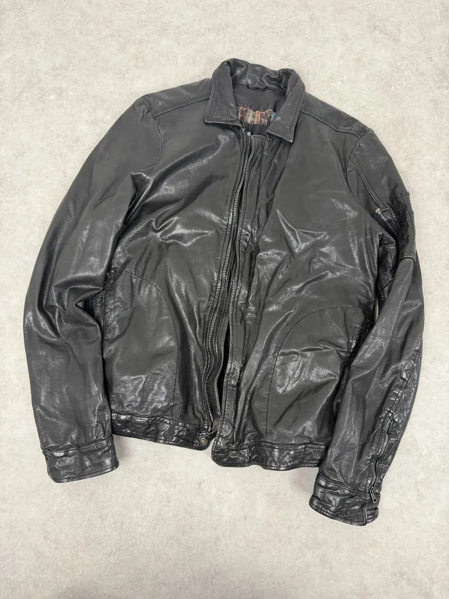 2000s Giorgio Brato Black Avant-Garde Leather Jacket ARUWhcs 11