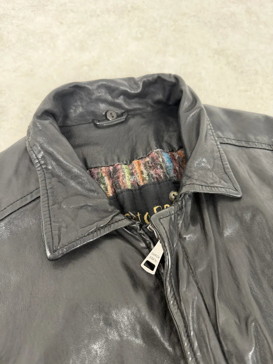 2000s Giorgio Brato Black Avant-Garde Leather Jacket ARUWhcs 13