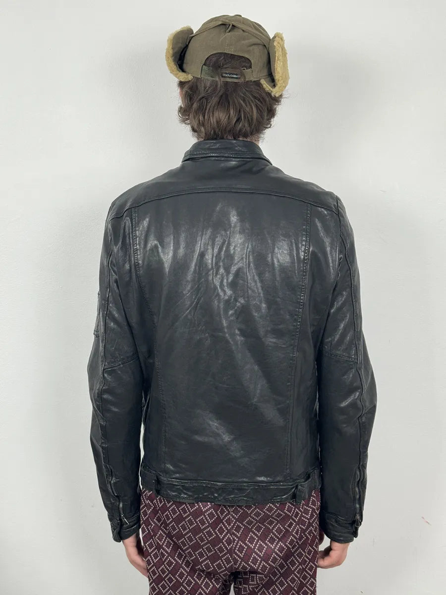 2000s Giorgio Brato Black Avant-Garde Leather Jacket ARUWhcs 3