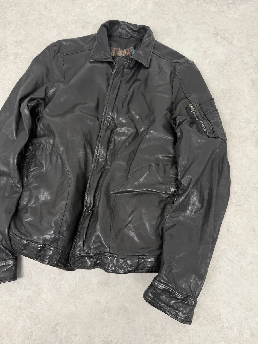 2000s Giorgio Brato Black Avant-Garde Leather Jacket ARUWhcs 6