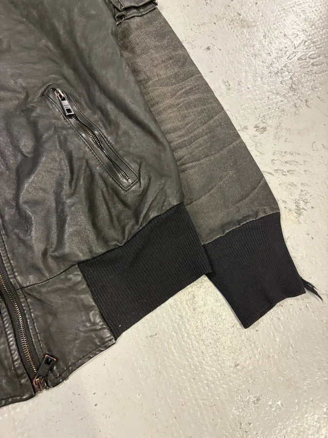 2000s Giorgio Brato Black Faded Distressed Leather Bomber Jacket aMmfBgD 7