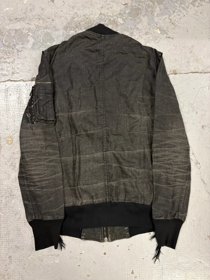 2000s Giorgio Brato Black Faded Distressed Leather Bomber Jacket aMmfBgD 5