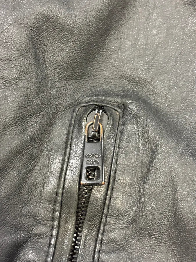 2000s Giorgio Brato Black Faded Distressed Leather Bomber Jacket aMmfBgD 8