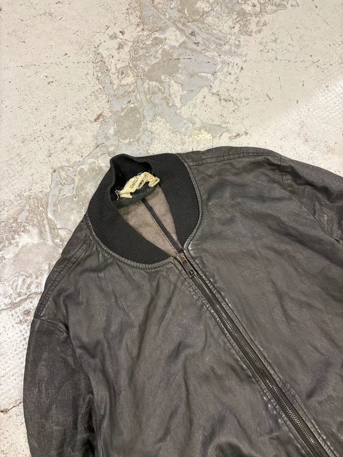2000s Giorgio Brato Black Faded Distressed Leather Bomber Jacket aMmfBgD 4