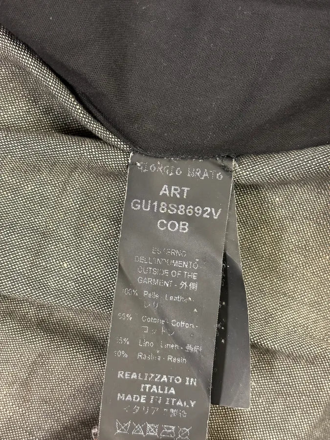 2000s Giorgio Brato Black Faded Distressed Leather Bomber Jacket aMmfBgD 11