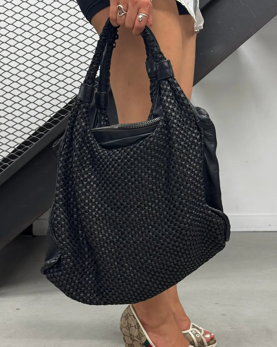 2000s Giorgio Brato Black Woven Leather Bag ucRBSFE 0