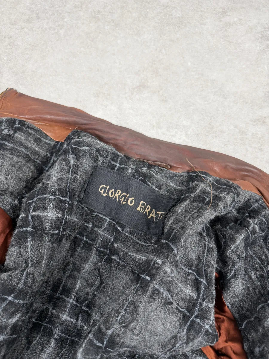 2000s Giorgio Brato Brown Leather Jacket zKWmVIv 7