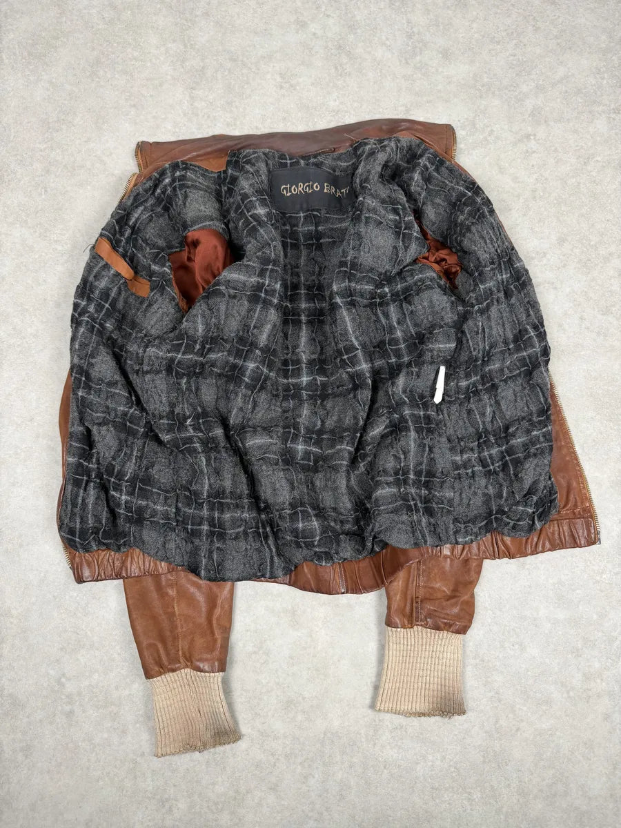 2000s Giorgio Brato Brown Leather Jacket zKWmVIv 8