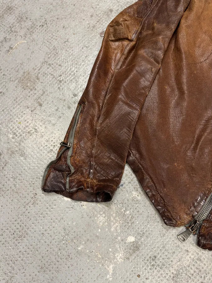 2000s Giorgio Brato Brown Mafia Eroded Leather Jacket lorkKnc 4