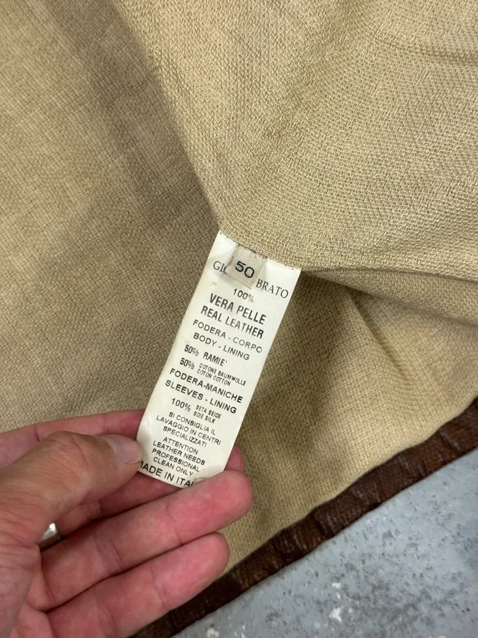 2000s Giorgio Brato Brown Mafia Eroded Leather Jacket lorkKnc 6