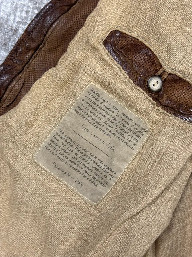 2000s Giorgio Brato Brown Mafia Eroded Leather Jacket lorkKnc 7